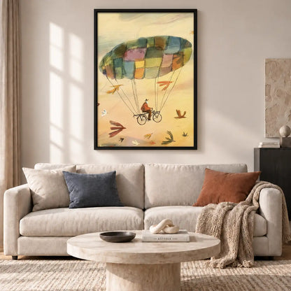 Whimsical Flying Patchwork Balloon Wall Art 2