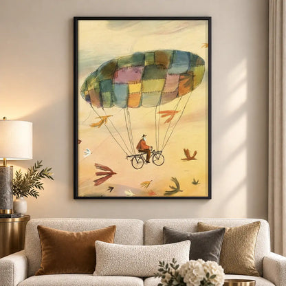 Whimsical Flying Patchwork Balloon Wall Art 5