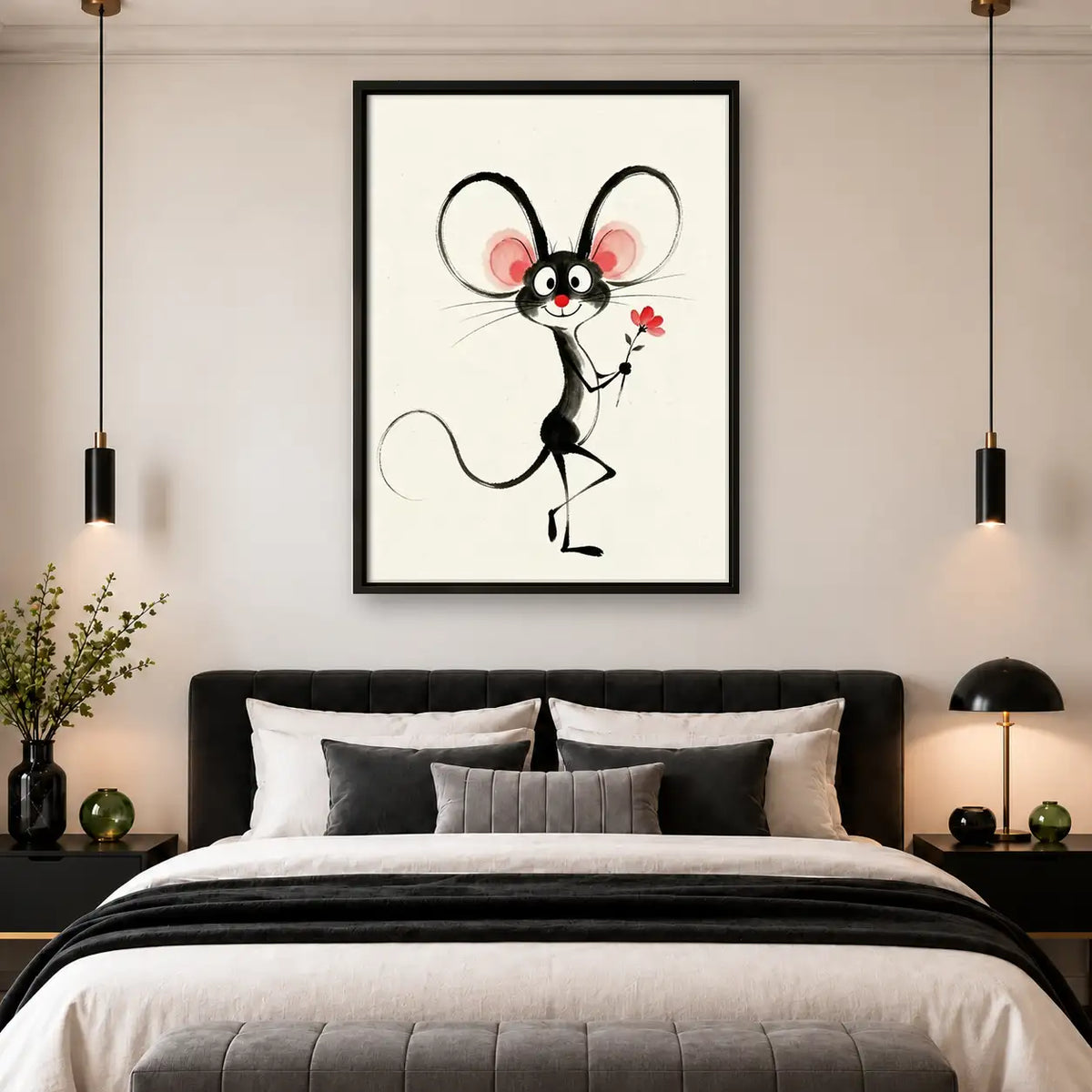 Whimsical Mouse with Tiny Flower Wall Art 4