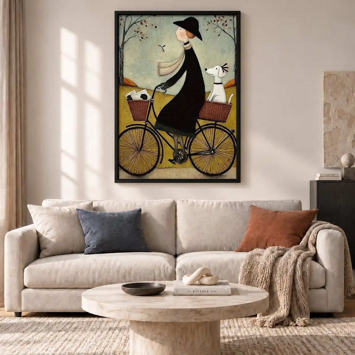 Whimsical Witch Riding Bicycle Wall Art 2
