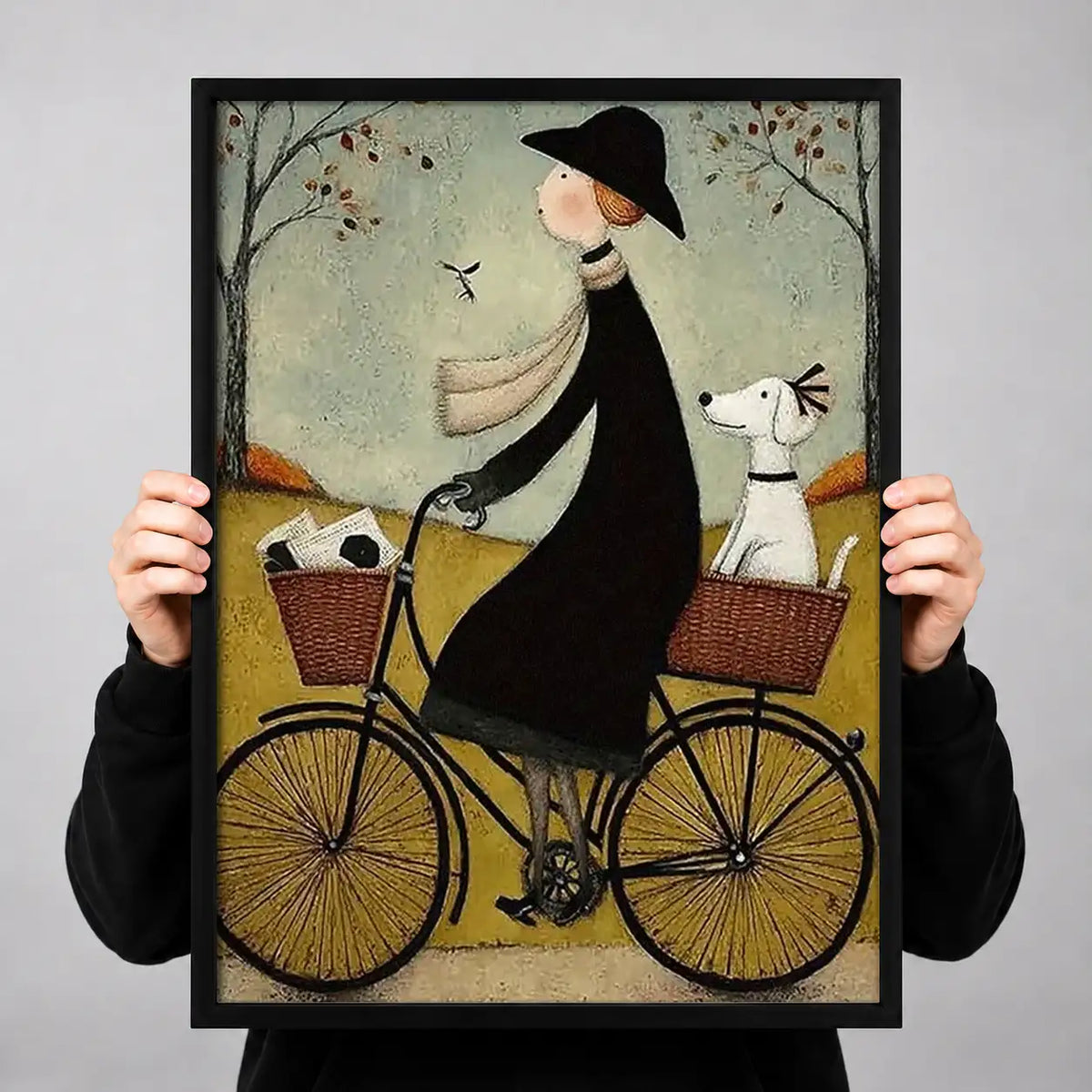 Whimsical Witch Riding Bicycle Wall Art 3