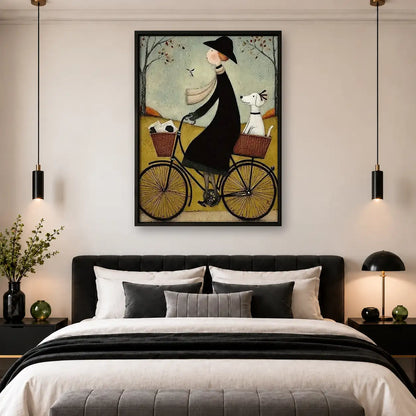 Whimsical Witch Riding Bicycle Wall Art 4