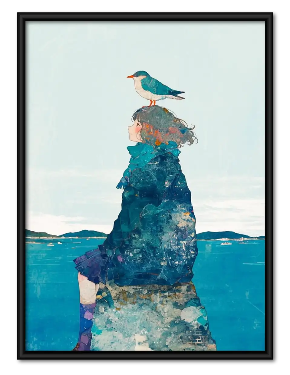 White Bird on Rocky Sea Stack Wall Art 1