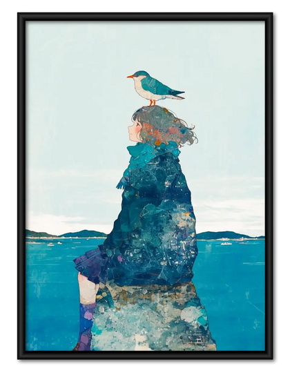 White Bird on Rocky Sea Stack Wall Art