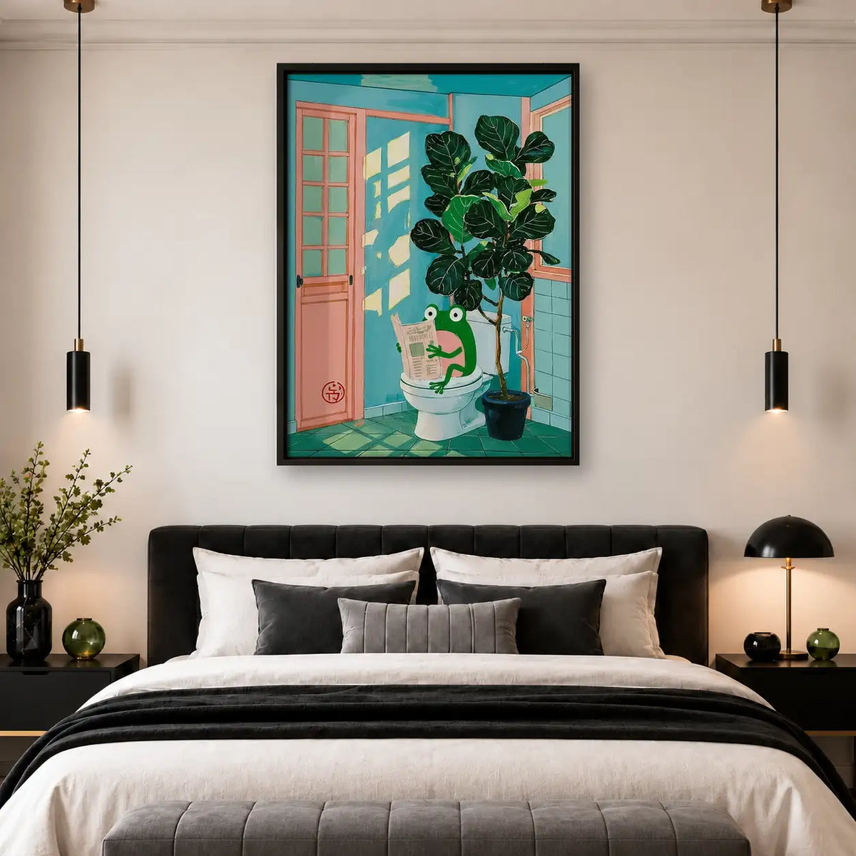 White Cat Among Indoor Plants Wall Art 4