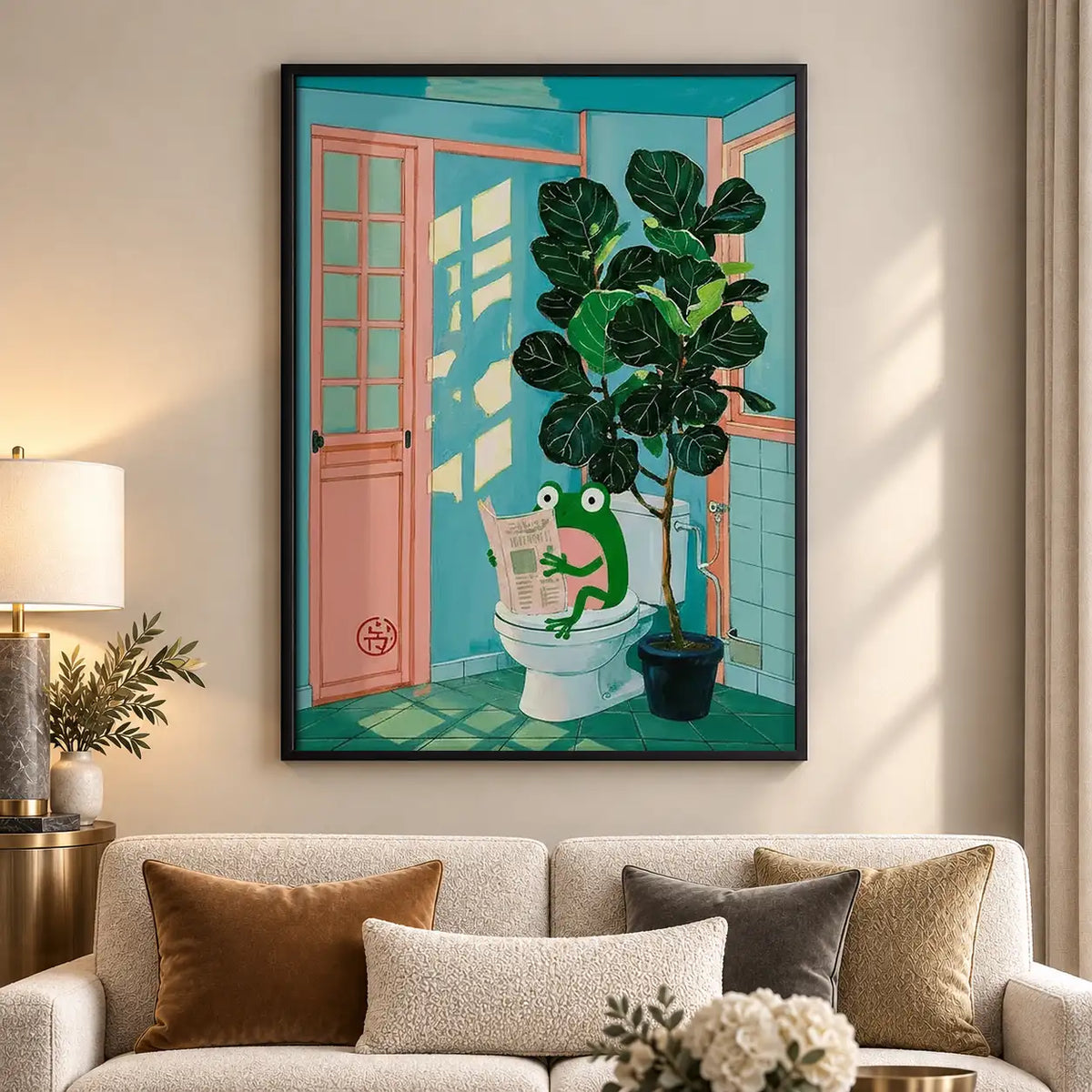 White Cat Among Indoor Plants Wall Art 5