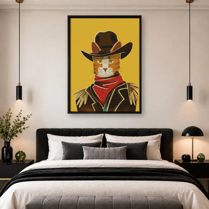 White Cat Cowboy Portrait Wall Art 4