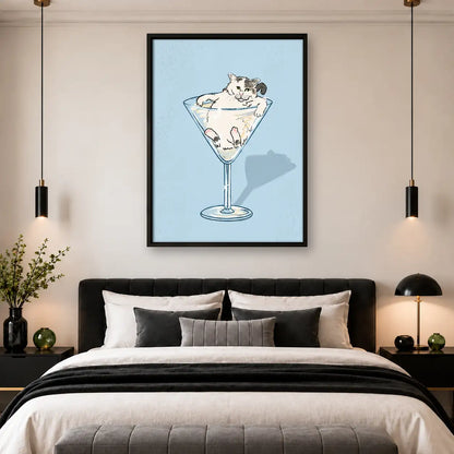 White Cat in Martini Glass Wall Art 4