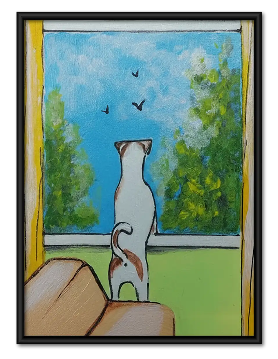 White Cat Looking through Window Wall Art 1