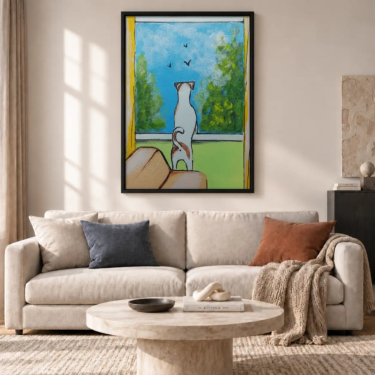 White Cat Looking through Window Wall Art 2