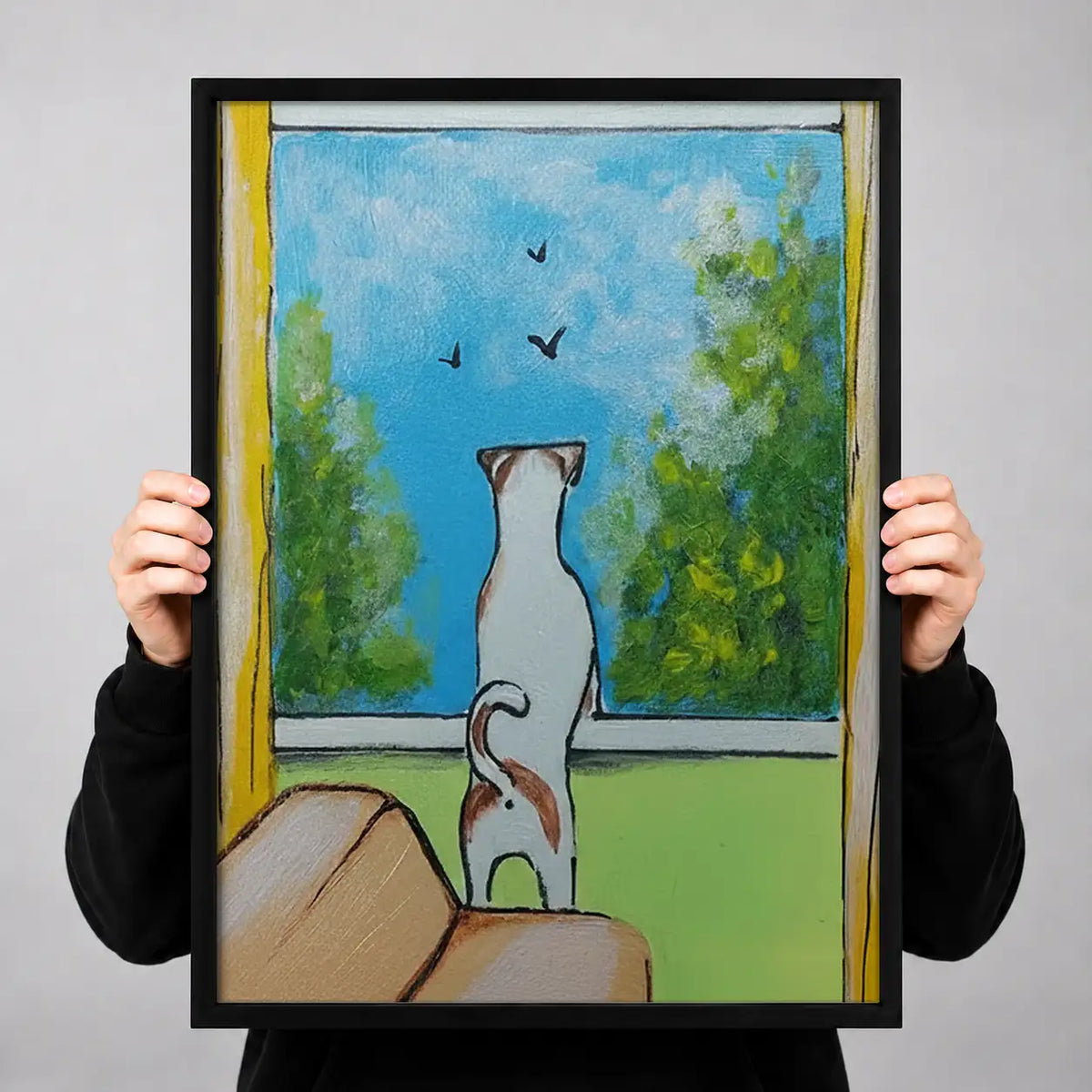 White Cat Looking through Window Wall Art 3