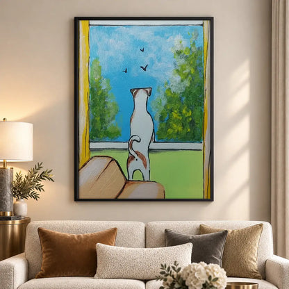 White Cat Looking through Window Wall Art 5