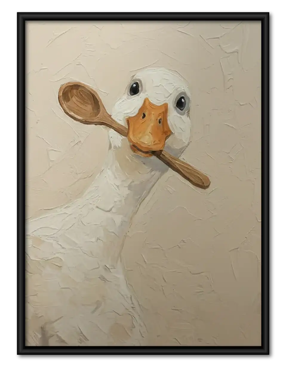 White Duck Holding Wooden Spoon Wall Art 1