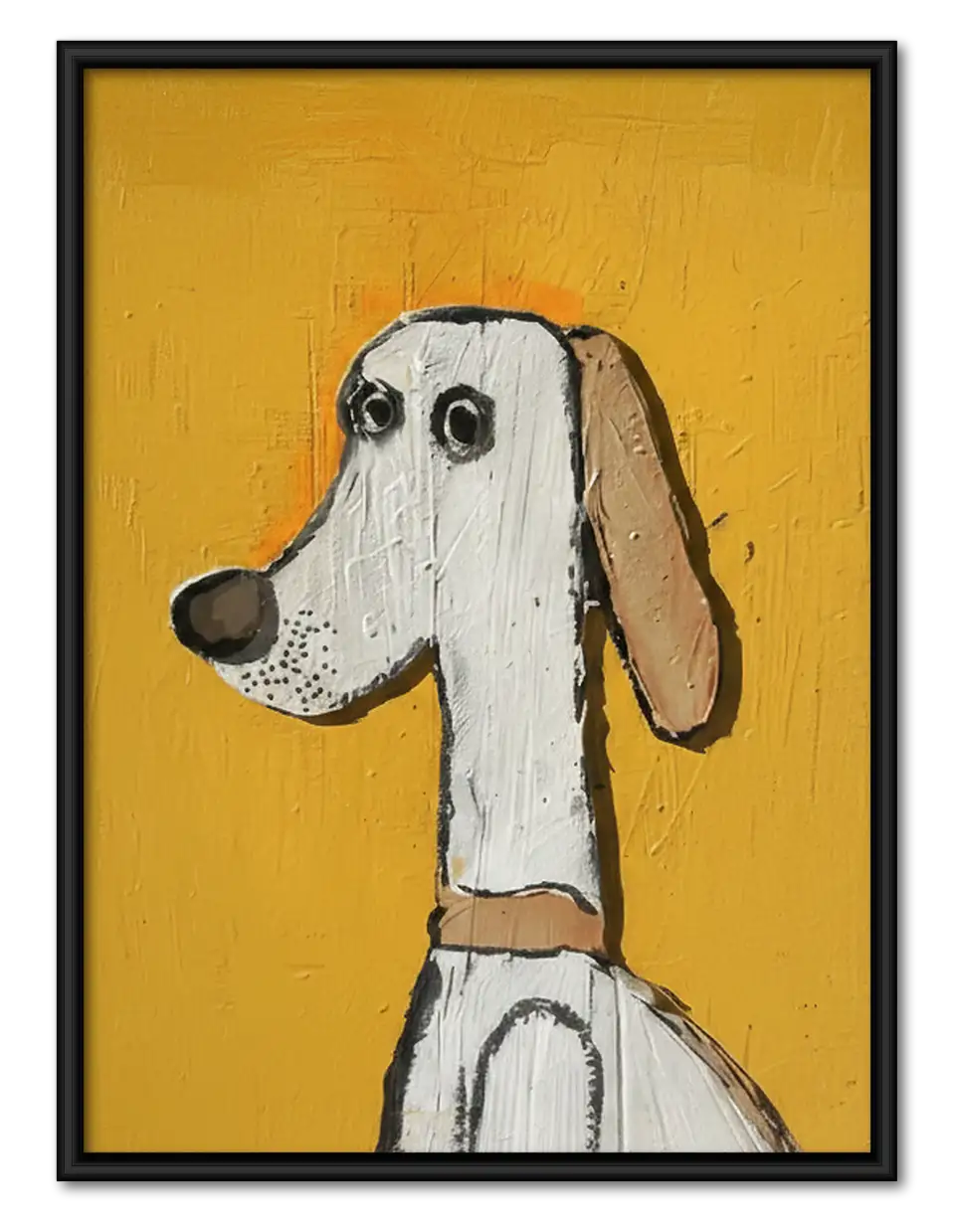 White Greyhound on Mustard Wall Art 1