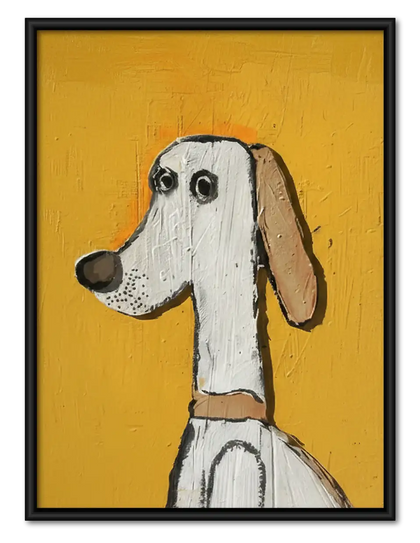 White Greyhound on Mustard Wall Art