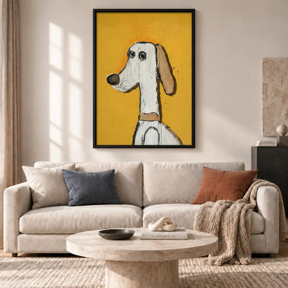 White Greyhound on Mustard Wall Art 2