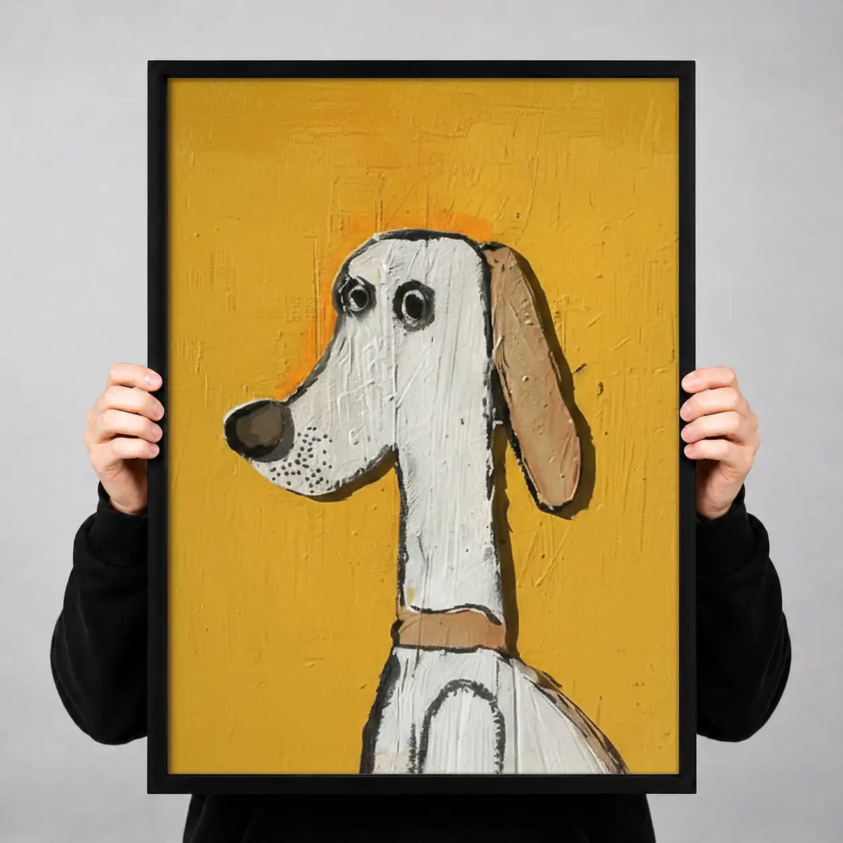 White Greyhound on Mustard Wall Art 3