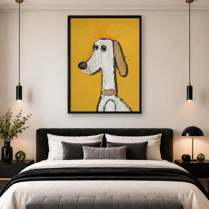 White Greyhound on Mustard Wall Art 4
