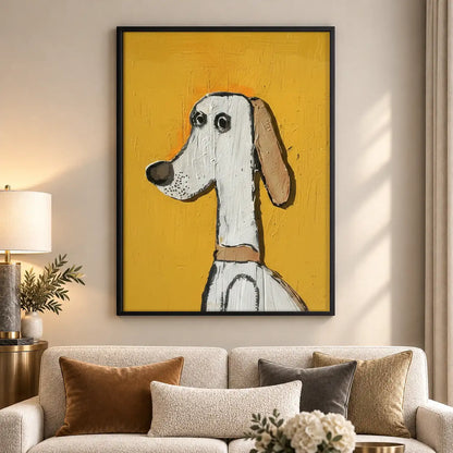 White Greyhound on Mustard Wall Art 5
