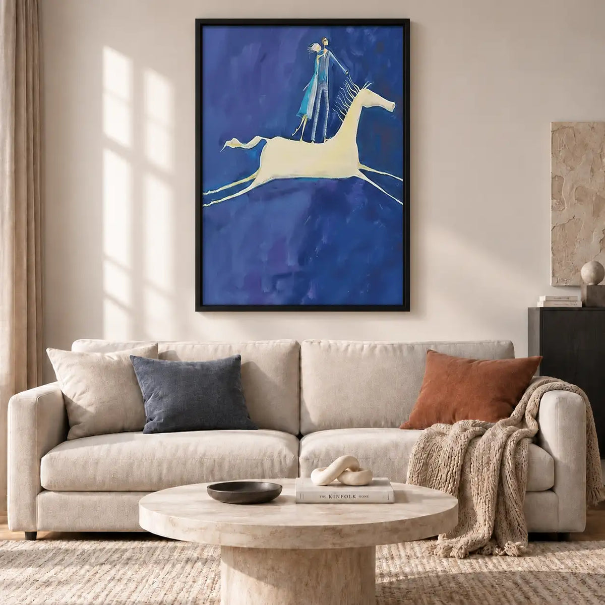 White Horse beneath Crescent Moon Wall Art 2