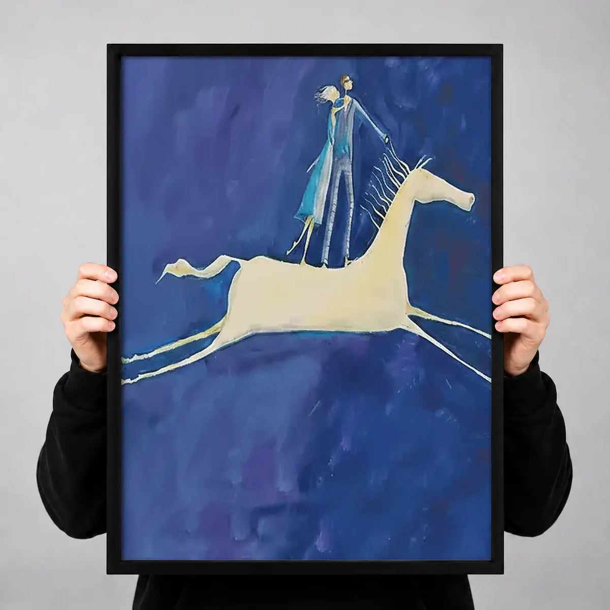 White Horse beneath Crescent Moon Wall Art 3