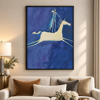 White Horse beneath Crescent Moon Wall Art 5