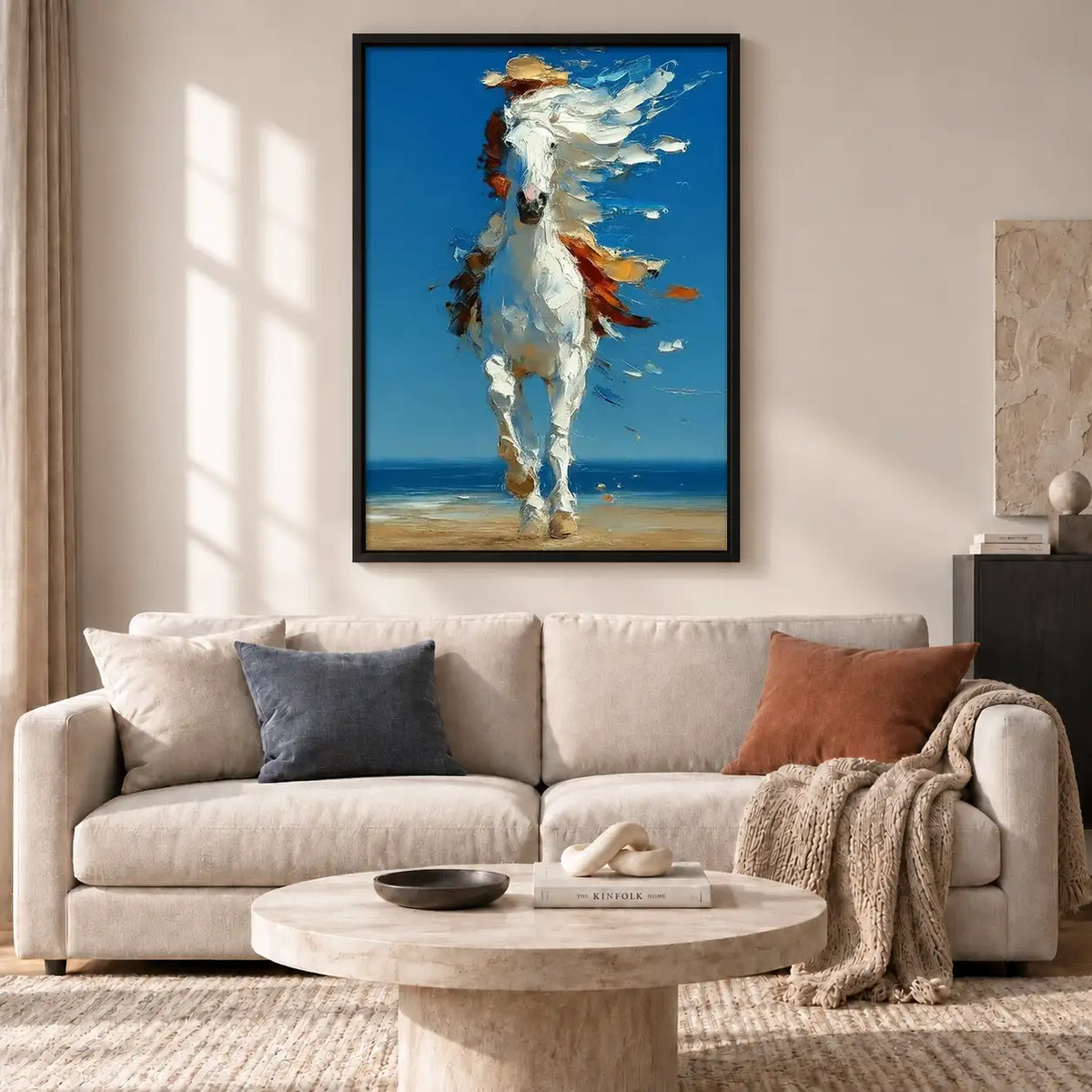 White Horse Running by Blue Sea Wall Art 2