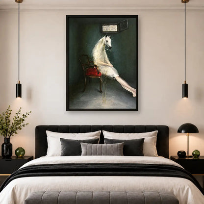 White Horse Seated on Chair Wall Art 4