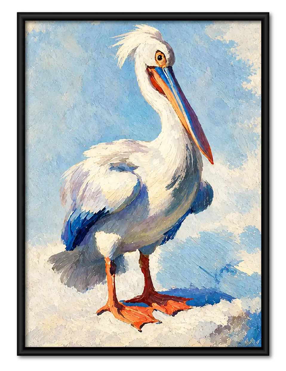 White Pelican Under Blue Sky Wall Art 1