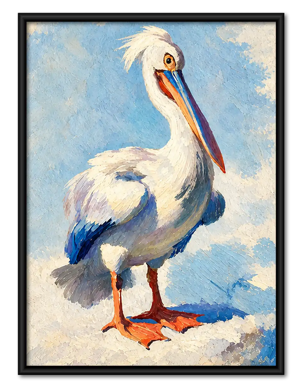 White Pelican Under Blue Sky Wall Art