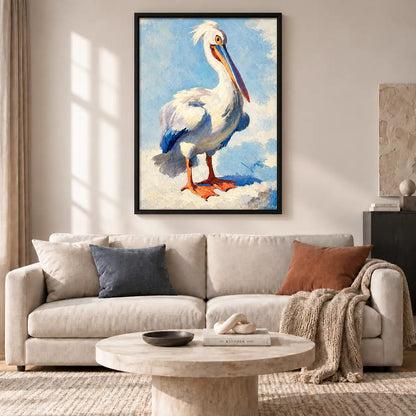 White Pelican Under Blue Sky Wall Art 2