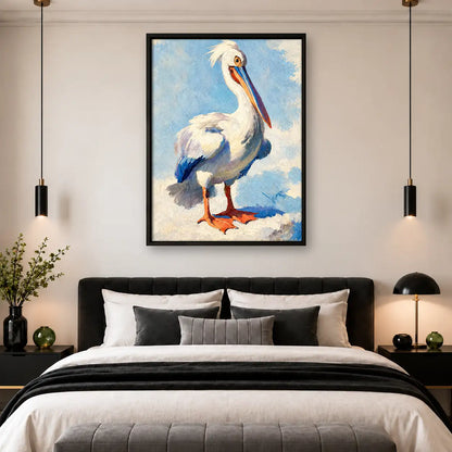 White Pelican Under Blue Sky Wall Art 4
