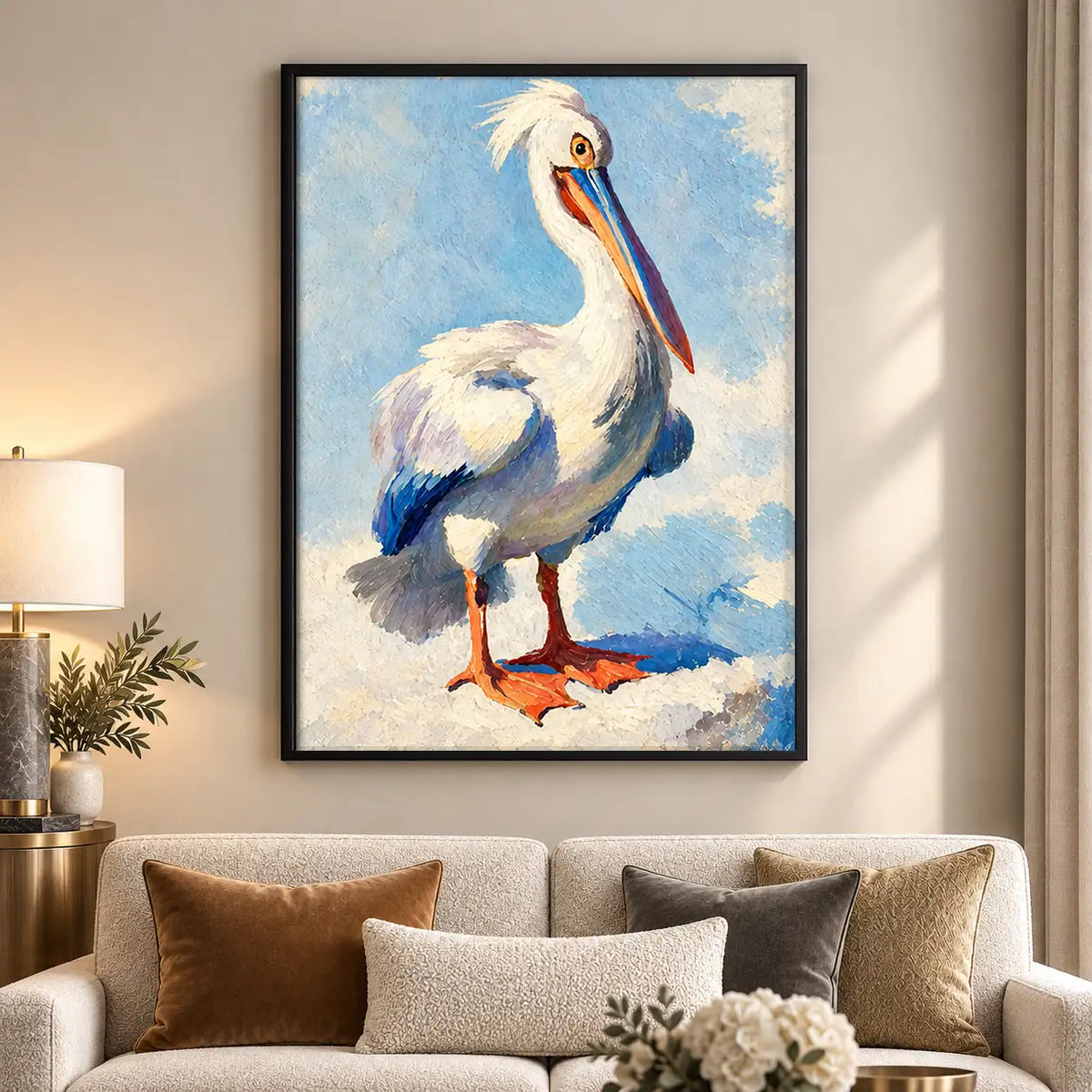 White Pelican Under Blue Sky Wall Art 5