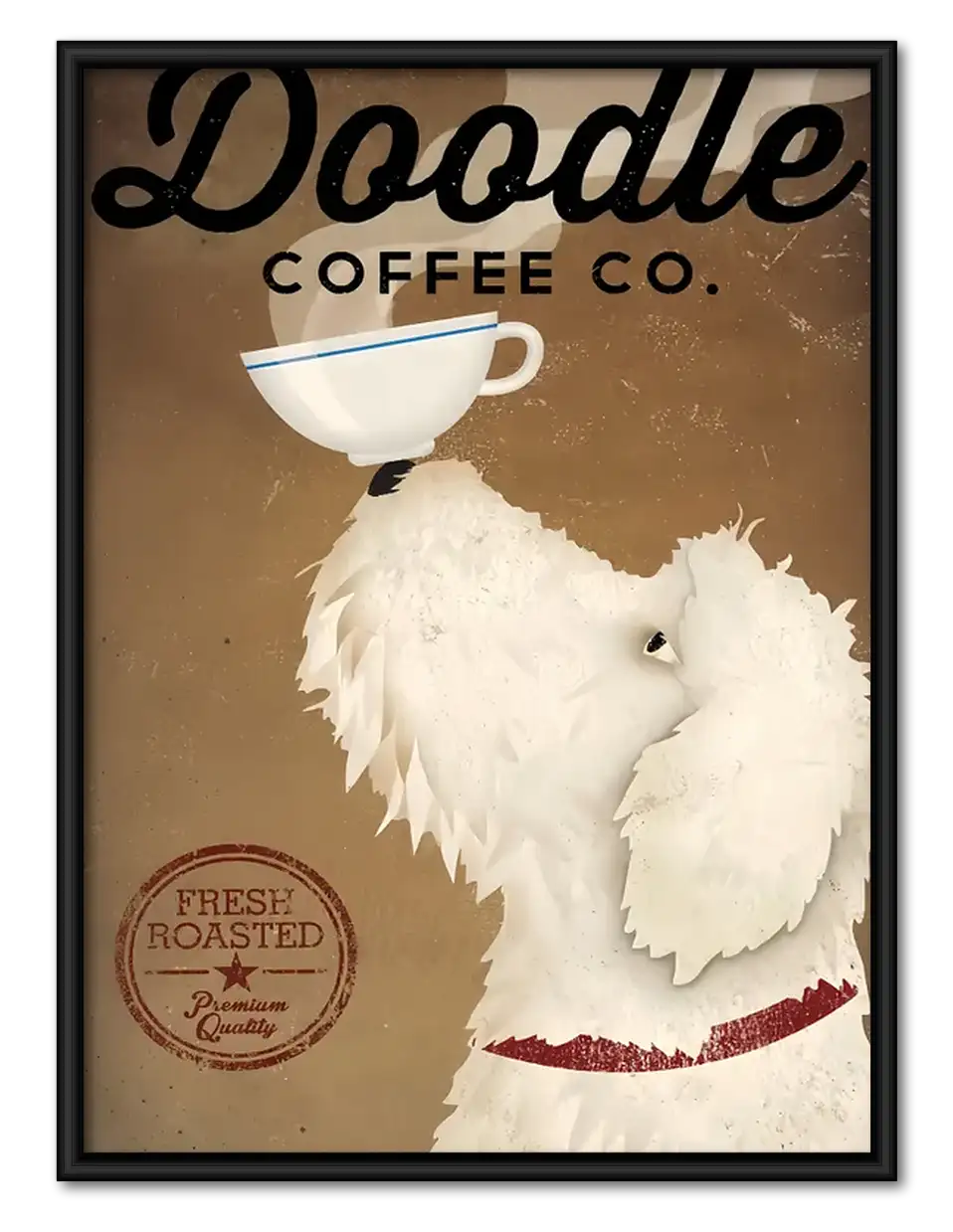 White Poodle Coffee Poster Wall Art 1