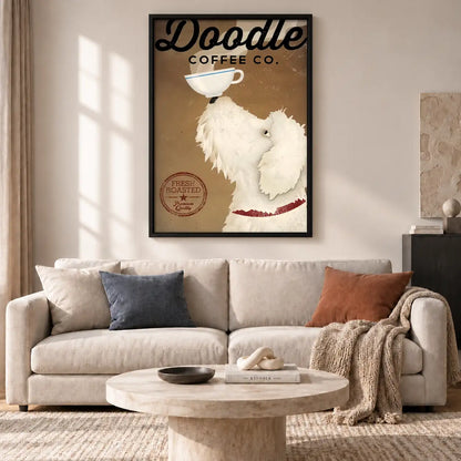 White Poodle Coffee Poster Wall Art 2