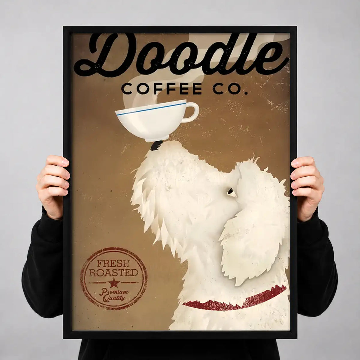 White Poodle Coffee Poster Wall Art 3