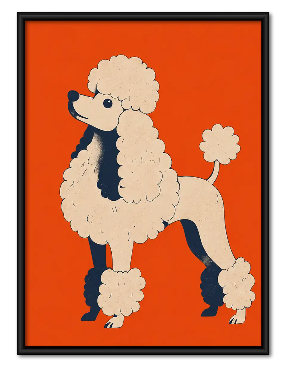 White Poodle on Bright Orange Wall Art 1