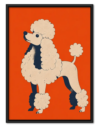 White Poodle on Bright Orange Wall Art
