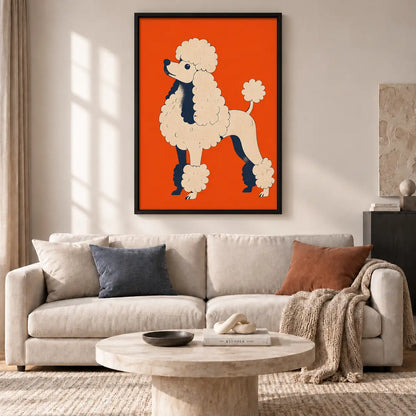 White Poodle on Bright Orange Wall Art 2