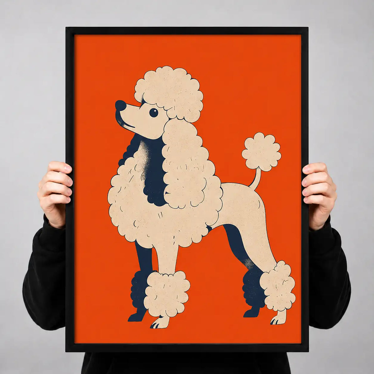 White Poodle on Bright Orange Wall Art 3