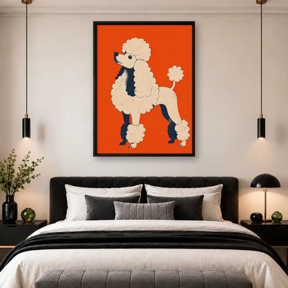 White Poodle on Bright Orange Wall Art 4