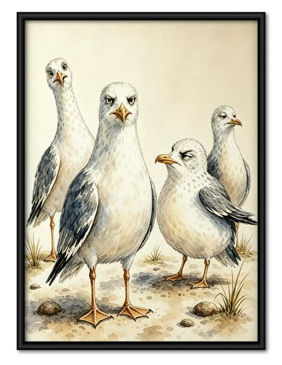 White Seagull Group Portrait Wall Art 1