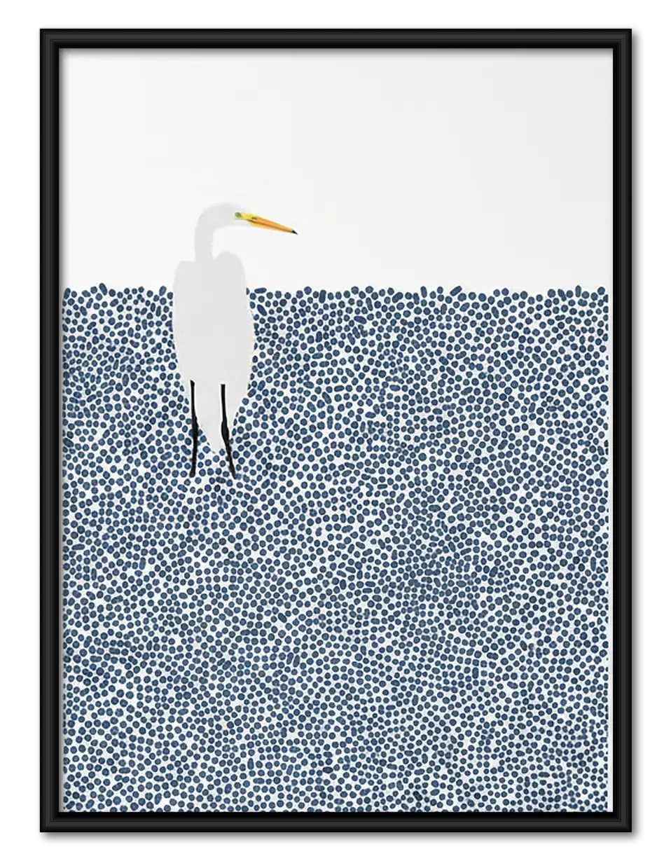White Seagull in Patterned Blue Sea Wall Art 1