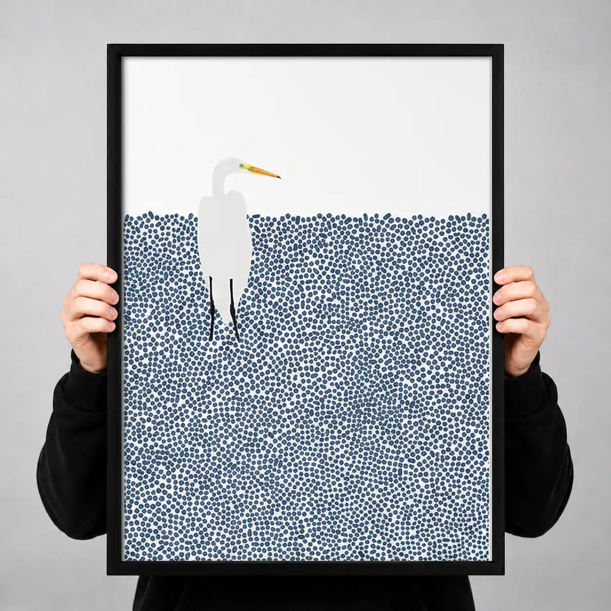 White Seagull in Patterned Blue Sea Wall Art 3