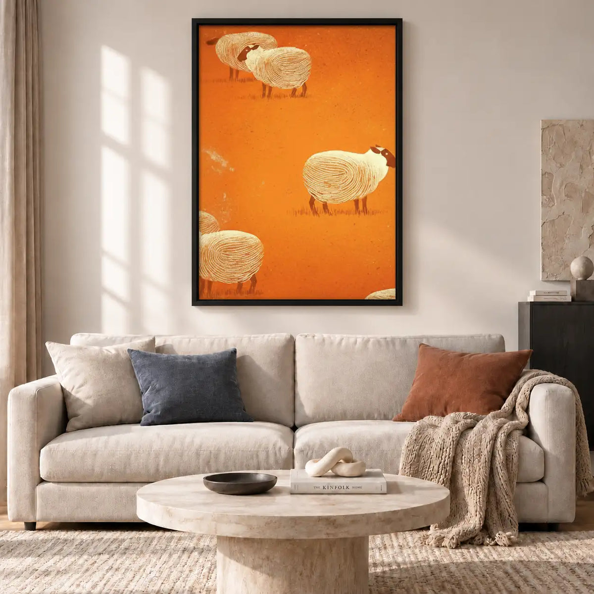 White Sheep on Orange Wall Art 2