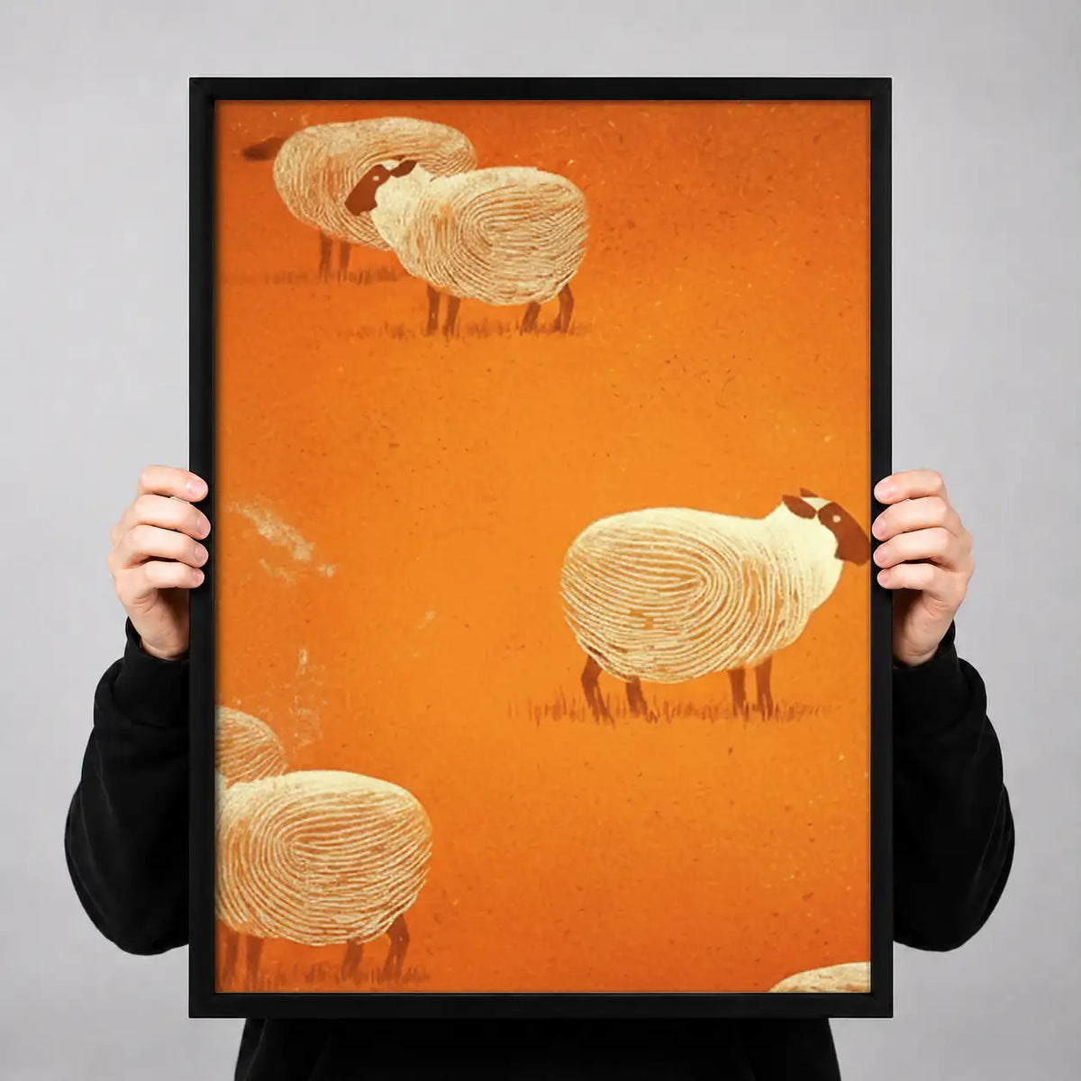White Sheep on Orange Wall Art 3