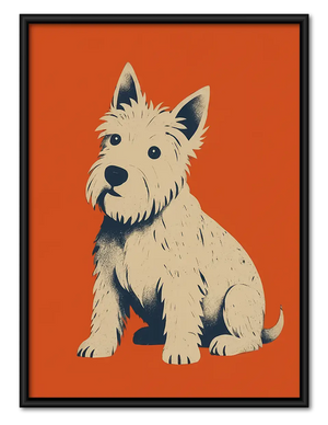 White Terrier on Orange Wall Art