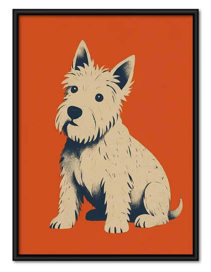 White Terrier on Orange Wall Art