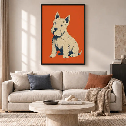 White Terrier on Orange Wall Art 2