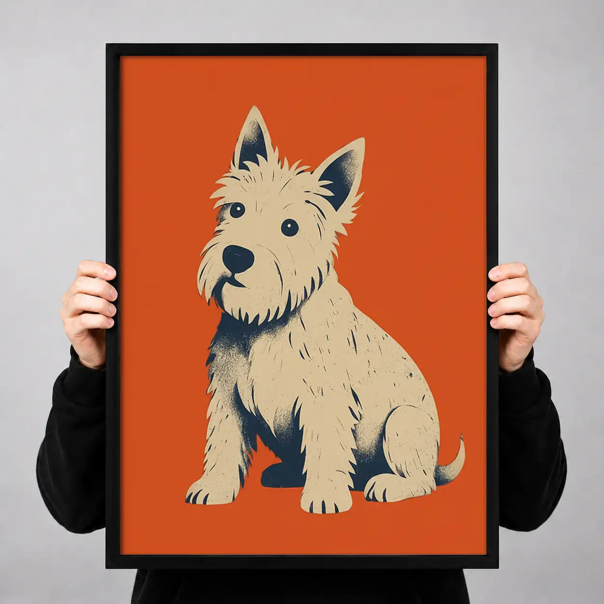 White Terrier on Orange Wall Art 3
